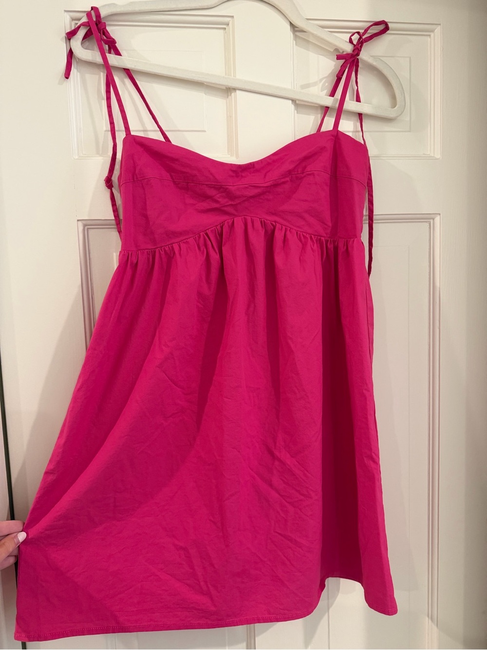 Bright Pink Tie-Strap babydoll Sundress